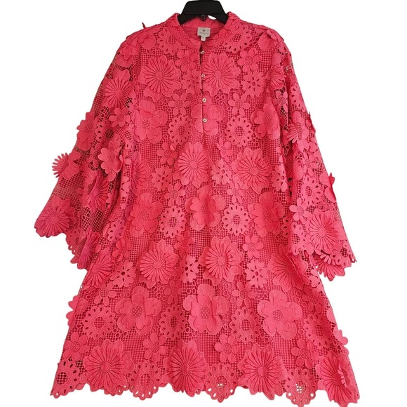 J.Marie Dresses & Skirts - J.Marie M Hot Pink Seraphina 3D Floral Lace Lined Short Dress NWT $168 1356